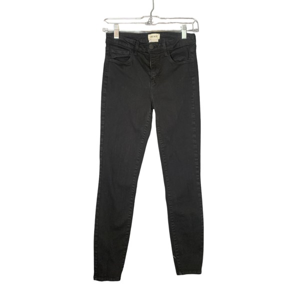 L'AGENCE Women Black Margot Cropped High-Rise Skinny Jeans Size 26 Dark Wash - Picture 2 of 9